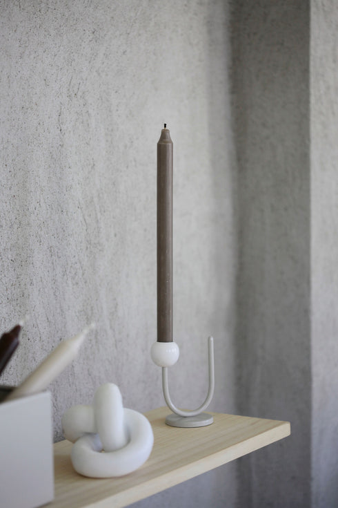 Arch, Candlestick, H11xW8.5xD6.4cm, Soft Beige/White