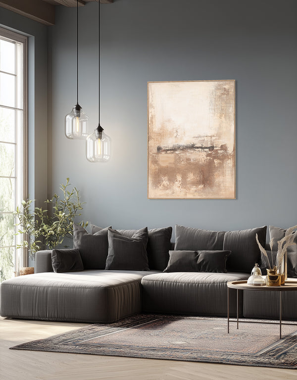 Remy, Painting, H120xW90xD3,8cm, Light brown Styled