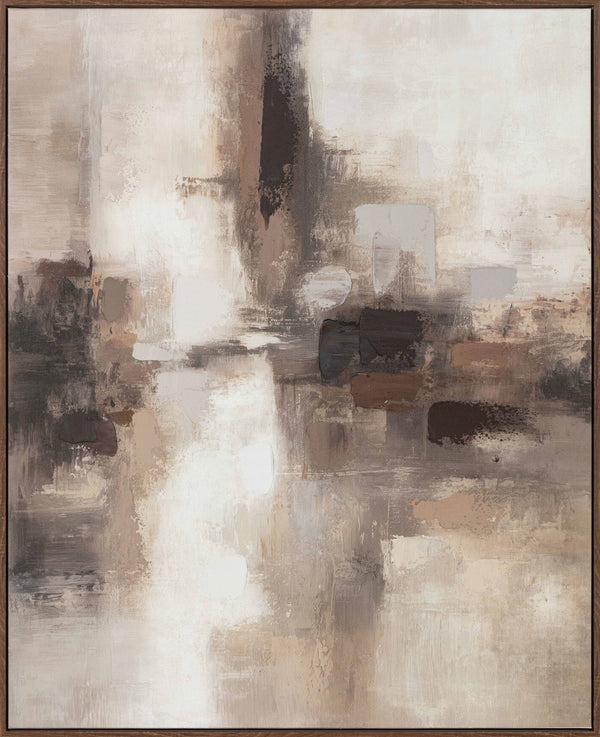 Near, Framed gesso canvas with hand paint, H100xW80xD3.8cm, Brown