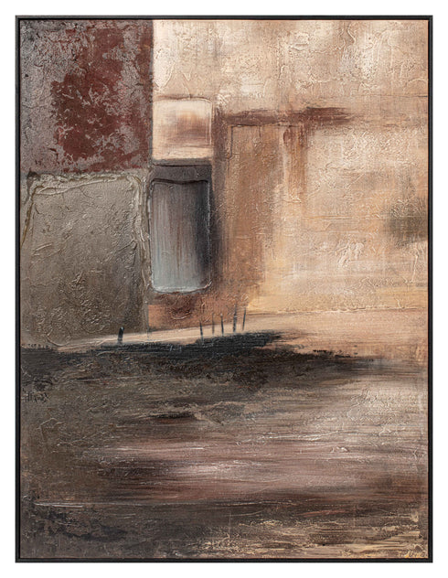 Cetera, Framed hand painting, H120xW90xD4,5cm, Brown