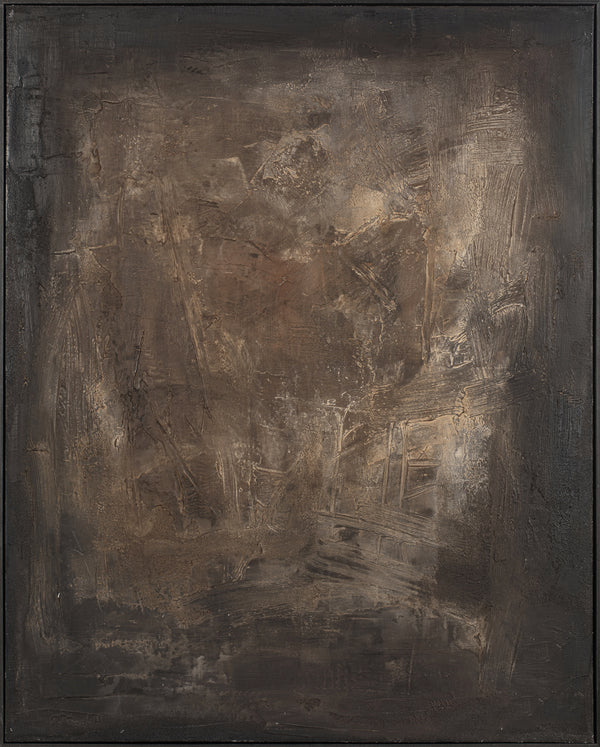 Singular, Framed hand painting, H120xW90xD4.5cm, Brown