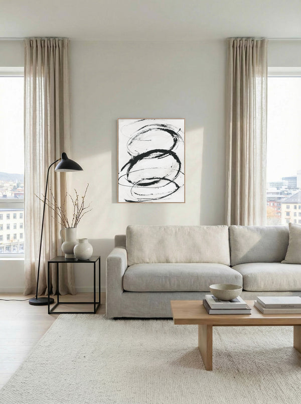 Between, Framed printing bamin canvas, H100xW80xD3.8cm, Black/white Styled