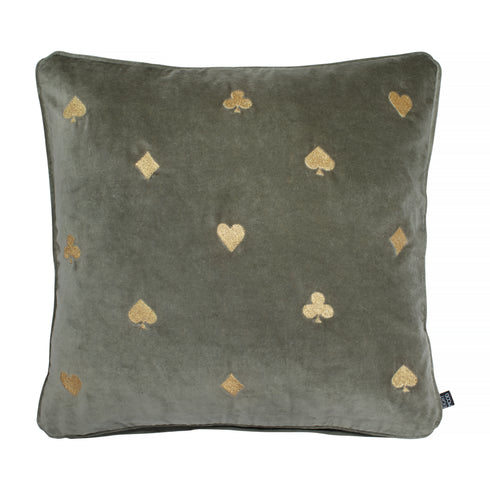 Pillow in dark green color with Gold embroidery