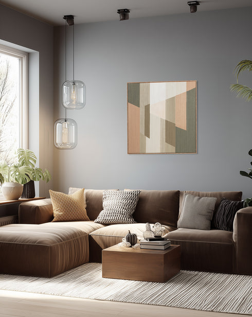 Leo, Canvas Print, H100xW100xD3,8cm, Green/Brown