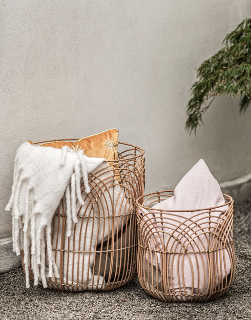 Bilbao, Basket, dia46xH50cm/dia36xH35 cm, Natural