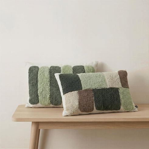 August/Alba Cushion Cover, Natural Beige/Green/Soft Brown