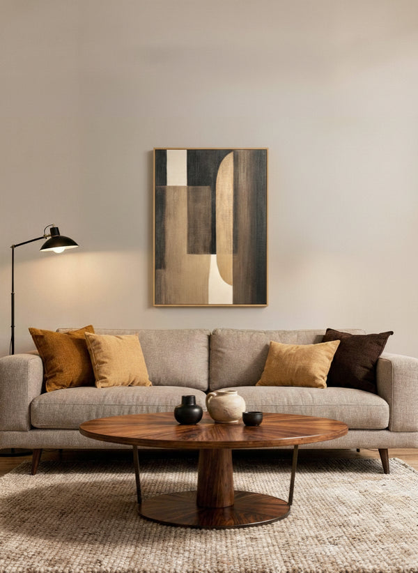 New light, Framed hand painting, H120xW90xD4.5cm, Övrig - Brun/white Styled