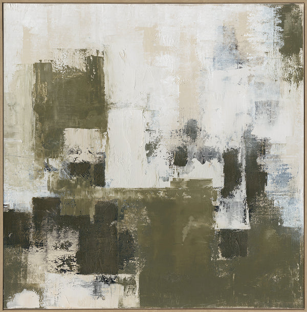 Moss, Painting, H100xW100xD3,8cm, Emerald/Plant Green/Monstera Green