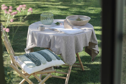 August/Alba Cushion Cover, Natural Beige/Green