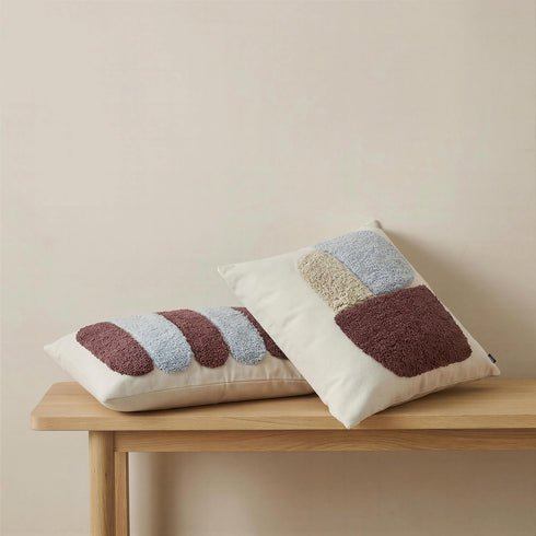 Alba, Cushion Cover, H40xW60cm, Natural Beige/Sky blue/Maroon