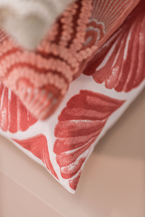 Helix Cushion Cover, Dusty Coral/White
