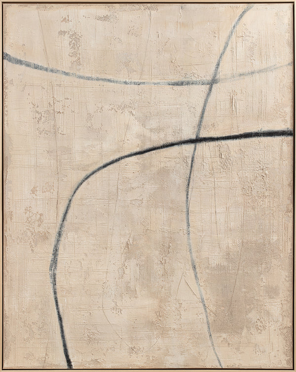 Colorless, Framed hand painting, H120xW90xD4.5cm, Light brown/black