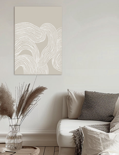 Lines in sand as a Print Art in Sand White colors in a styled environment