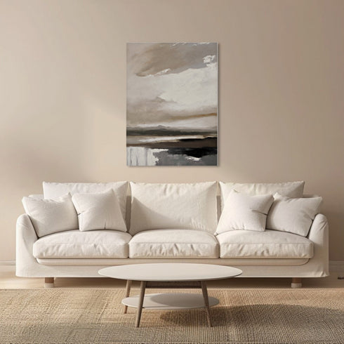 Mountain Lake, Painting, H120xW90xD3cm, Brown/Sand/Green