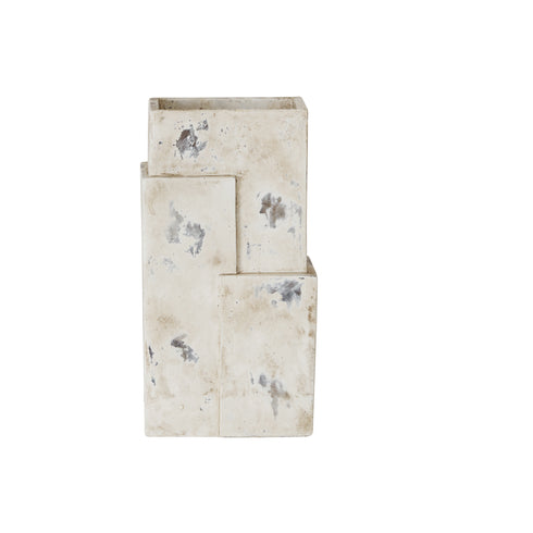 Cube, Pot, H36xW18.5xD14.5cm, Patina White