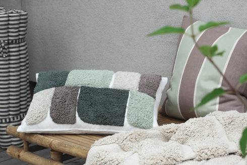 August/Alba Cushion Cover, Natural Beige/Green/Soft Brown