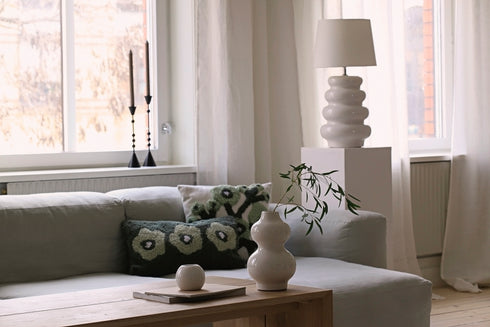 Poppy, Cushion Cover, H45xW45cm, Natural Beige/Green/White