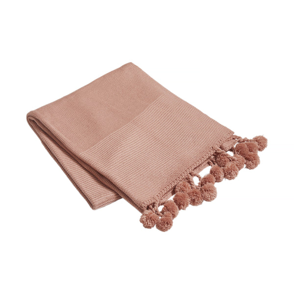 Valencia, Throw, H130xW150cm, Dusty Pink, Pom Poms