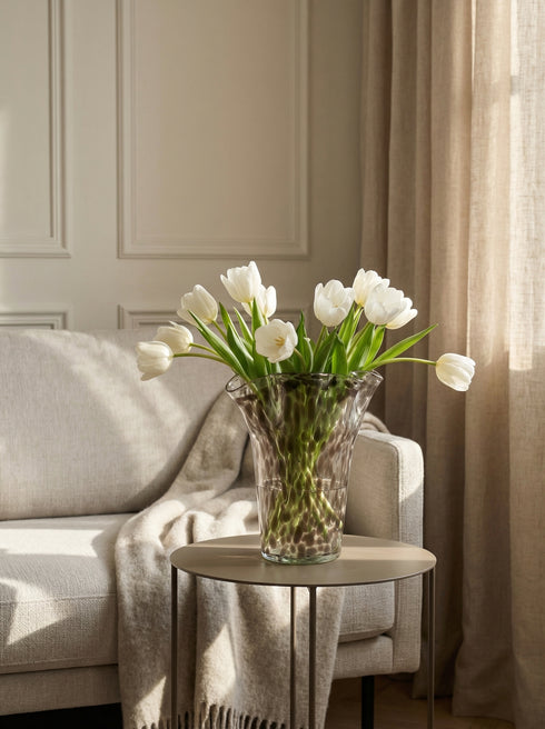 Fiesta, Vase, dia21xH23cm, White/Dark grey
