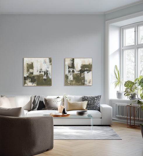 Moss, Painting, H100xW100xD3,8cm, Emerald/Plant Green/Monstera Green