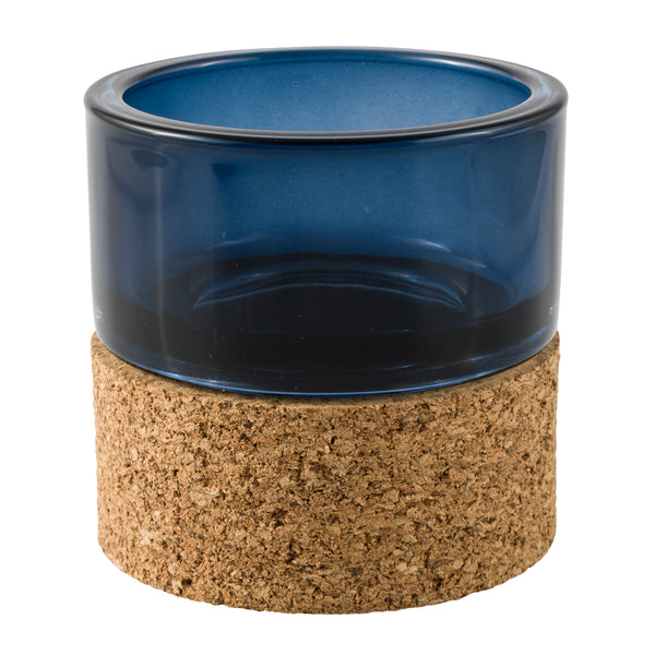 Puritan, Candle Holder, dia8.5xH8.5cm, Dark Blue/Light Brown