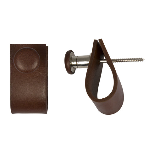 Dorian, Wall hanger, H6xW3xD5.5 cm, Mid Brown/Silver, 2-pack