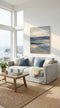 Ocean, Framed printing soft gesso canvas with hand touch, H100xW80xD3.8cm, Ocean/Harbour blue Styled