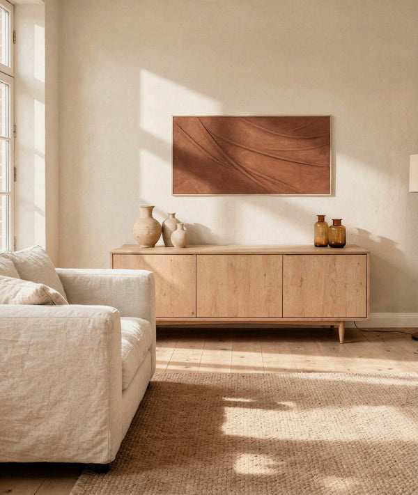 Softline, Framed hand painting, H140xW70xD4.9cm, Terracotta Styled