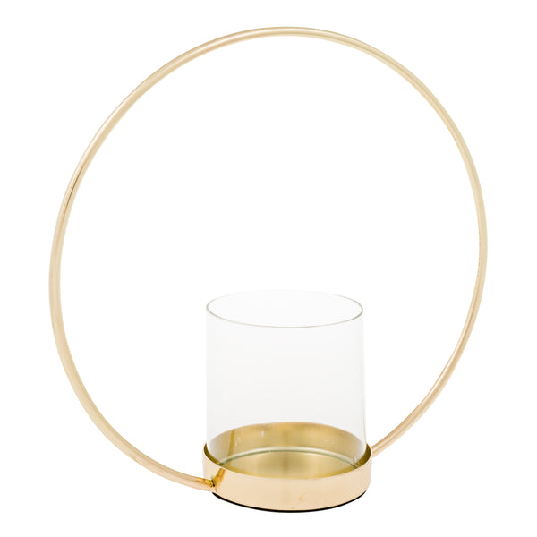 Sander, Candle Holder, H25xW25xD10 cm, Gold/Clear
