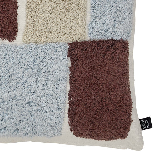 August/Alba Cushion Cover, Natural Beige/Sky Blue/Maroon (Alba)