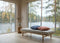 Shibori cushion covers styled in a lakeside cabin window seat