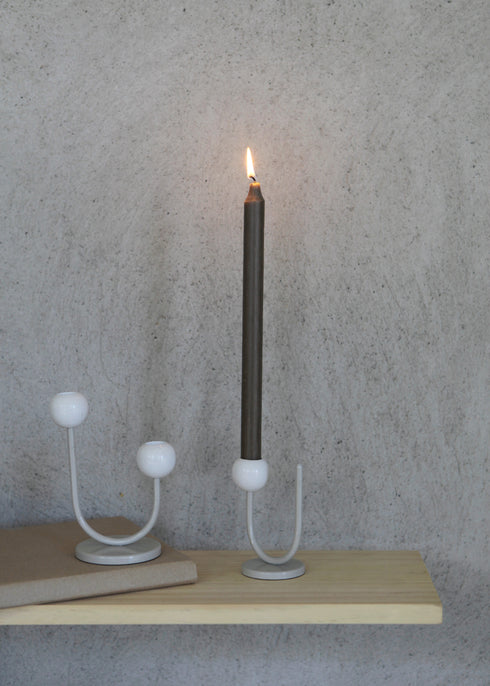 Arch, Candlestick, H15.5xW12xD8cm, Soft Beige/White