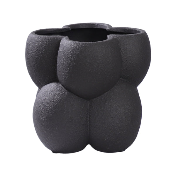 Limestone, Vase, dia18.5xH18xW18.5cm, Black (svart)