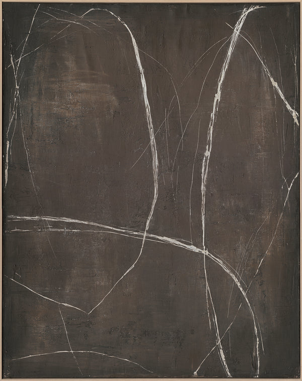 Barely, Framed printing soft gesso canvas with hand touch, H100xW80xD3.8cm, Brown/white