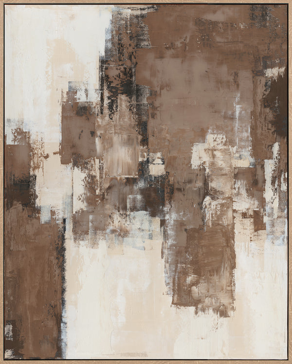 Hum, Framed printing soft gesso canvas with hand touch, H100xW80xD3.8cm, Brown/white