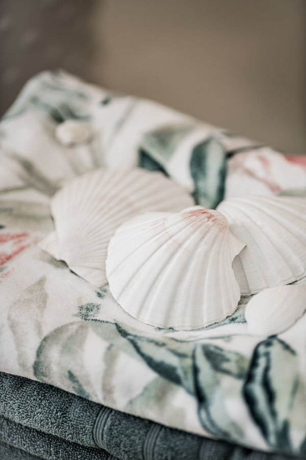 Foglia, Towel, W30xL50cm, White/Green/Coral, 2-pack Styled