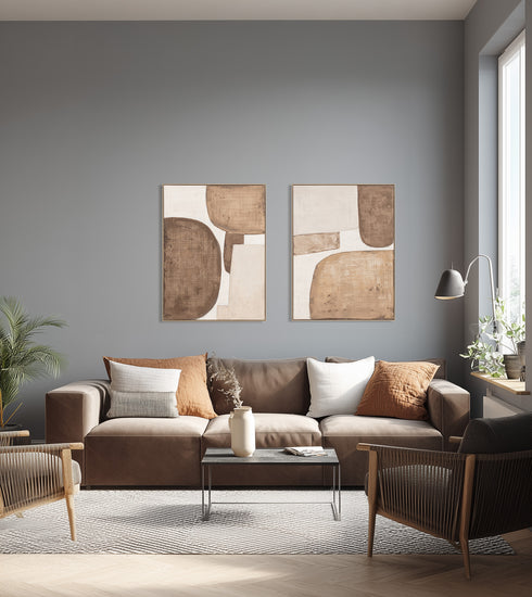 Ellis, Painting, H120xW90xD3,8cm, Light brown