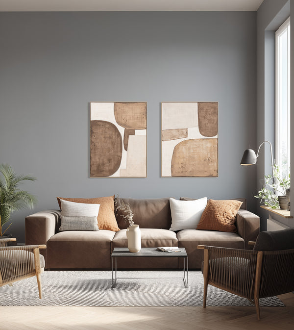 Ellis, Painting, H120xW90xD3,8cm, Light brown Styled