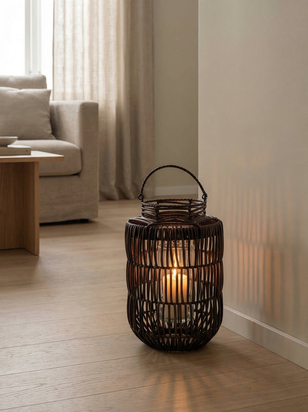 Trace, Lantern, dia26xH41.5cm, Brown Styled