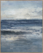 Ocean, Framed printing soft gesso canvas with hand touch, H100xW80xD3.8cm, Ocean/Harbour blue